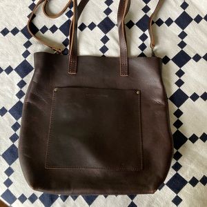 Portland Leather Goods Crossbody Tote in Grizzly